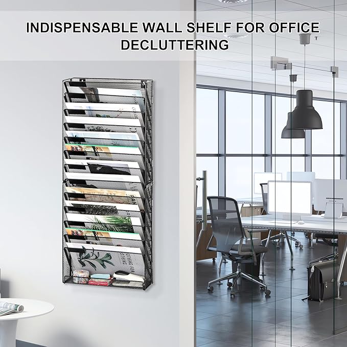 EasyPAG Wall File Holder 14 Tier Mesh Hanging Folder Organizer - Image 5