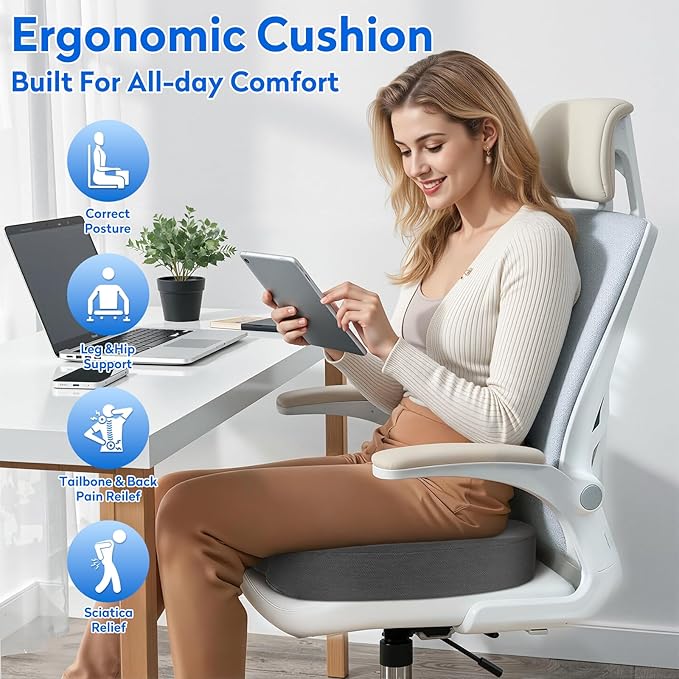 CushZone Seat Cushion, Office Chair Cushions, Car Seat Cushion, Non-Slip - Image 7