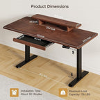 ONBRILL Standing Desk with Drawer, 55x23.6 Inches Solid Wood Desktop Stand Up - Image 2