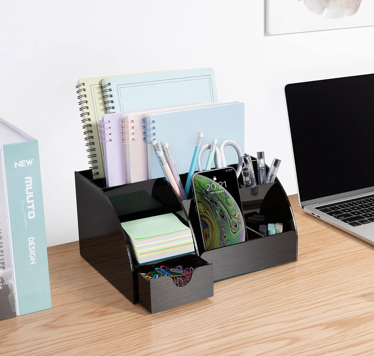 My Space Organizers Black Desk Organizer with 9 Compartments - Desktop Office...