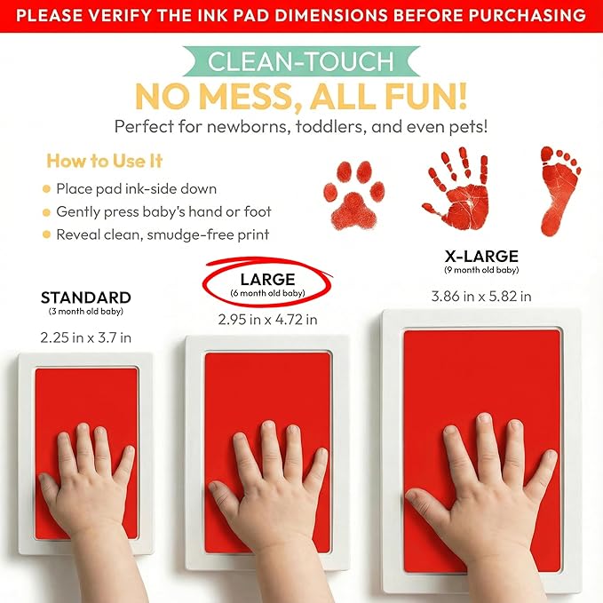 Large Clean Touch Ink Pad for Baby Handprints and Footprints – Inkless Infant - Image 2