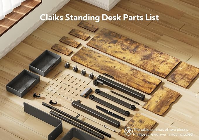 Claiks Standing Desk with Drawers, Adjustable Stand Up Electric Standing Desk - Image 6