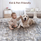Rugcomf Round Rug 4ft Washable Circle Rug Non Slip Low Pile Boho Small Circular - Image 4