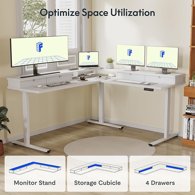FLEXISPOT 71" Large L Shaped Standing Desk Electric Corner Table - Image 5