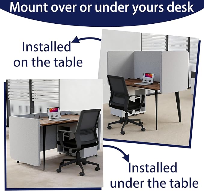 KERRAM Desk Privacy Panel 24 x 24 Inch, Sound Absorbing & Proof Desk Divider - Image 2