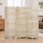 HOMCOM 6 Panel Room Divider, Hand-Woven Freestanding Wall Partition - Image 9