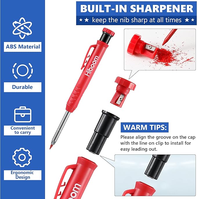 Hiboom 10 Pack Carpenter Pencils Mechanical Set, Construction Pencils - Image 3