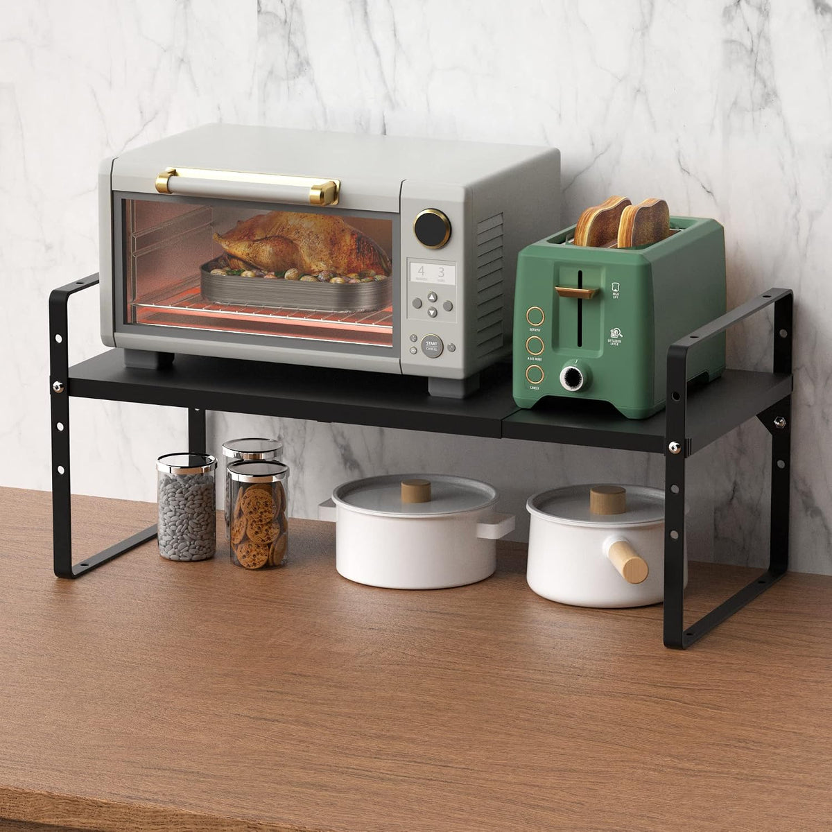 iPEGTOP Expandable Cabinet Storage Shelf Organizer Rack, Heavy Duty Cupboard ...