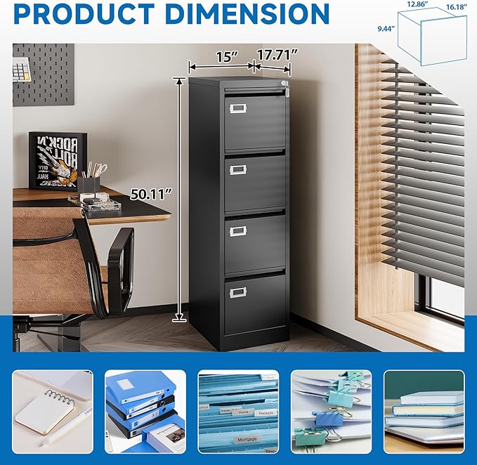 BYNSOE 4 Drawer File Cabinet - Image 4