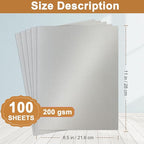 Silunkia 100 Sheets Silver Shimmer Cardstock 8.5 x 11 Crafts Paper, 200gsm/75lb - Image 2