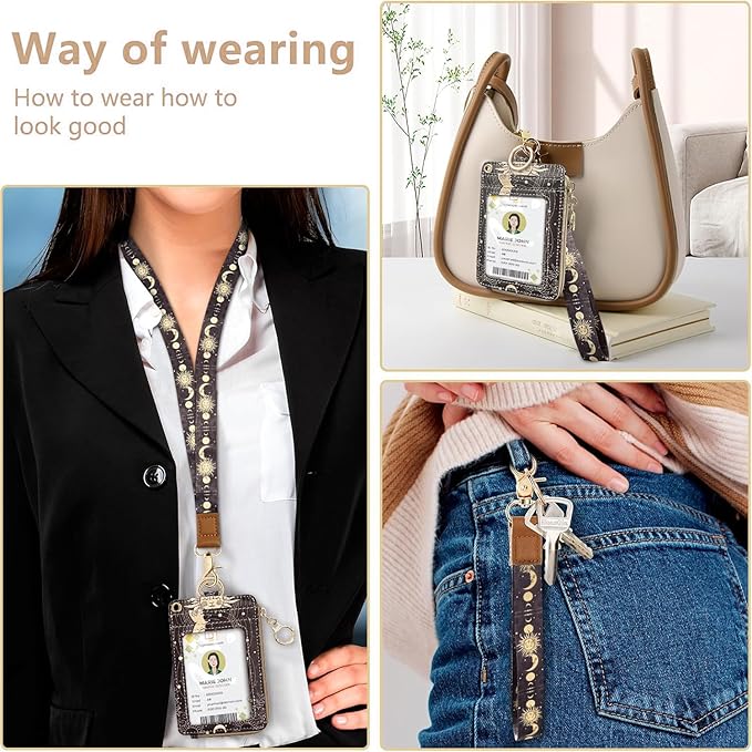 bolimoss Sun and Moon Lanyard Wallet, Boho Lanyard - Image 2