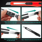 24 Pack Box Cutters, 9mm Razor Knife, Push-Sliding Button, Box Cutter - Image 6