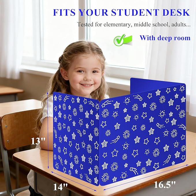 Blue 24-Pack Desk Dividers for Students, Waterproof Plastic Study Carrel Divider - Image 2