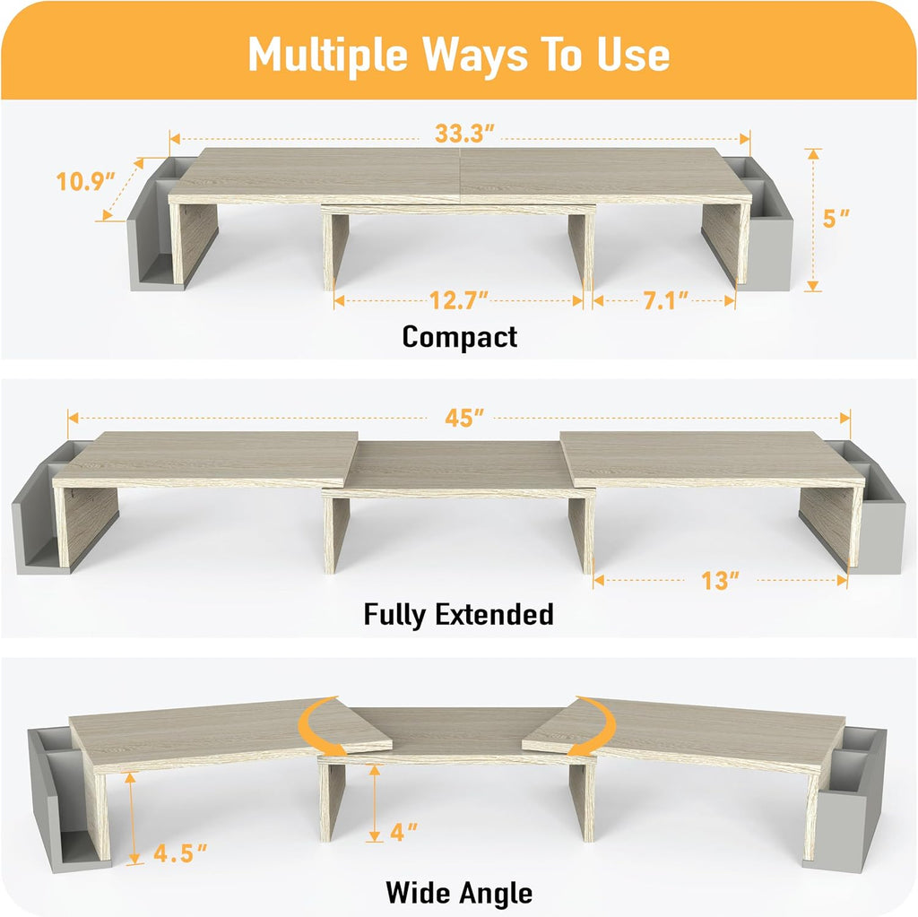 simple houseware desk dual monitor stand riser with, close-up detail