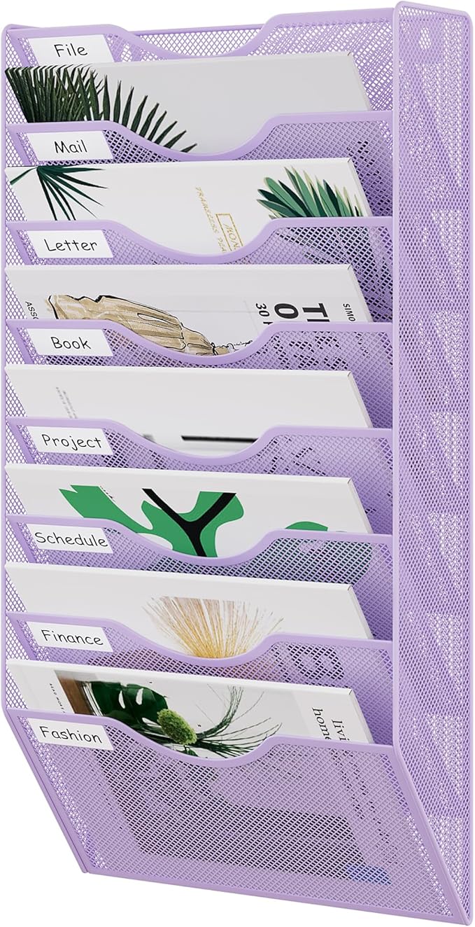 EasyPAG 8 Pocket Mesh Wall File Organizer, Hanging Paper Folder Holder by EasyPAG