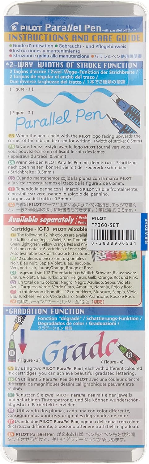 Pilot Parallel 4 Nib Calligraphy Pen Set, 1.5mm, 2.4mm, 3.8mm & 6.0mm Nib...