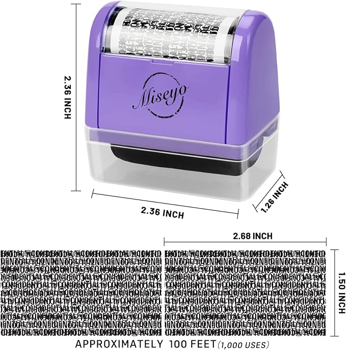 Miseyo Wide Identity Theft Protection Roller Stamp Set - Image 2