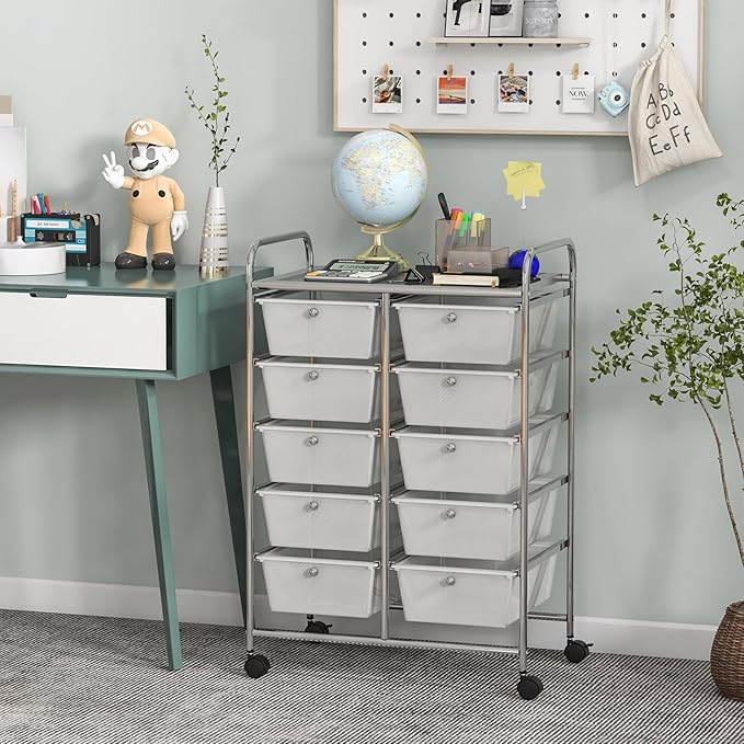 GLACER 10 Drawer Rolling Cart, Storage Cart - Image 2