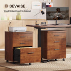 devaise 3 drawer file cabinet, wood under desk, side view