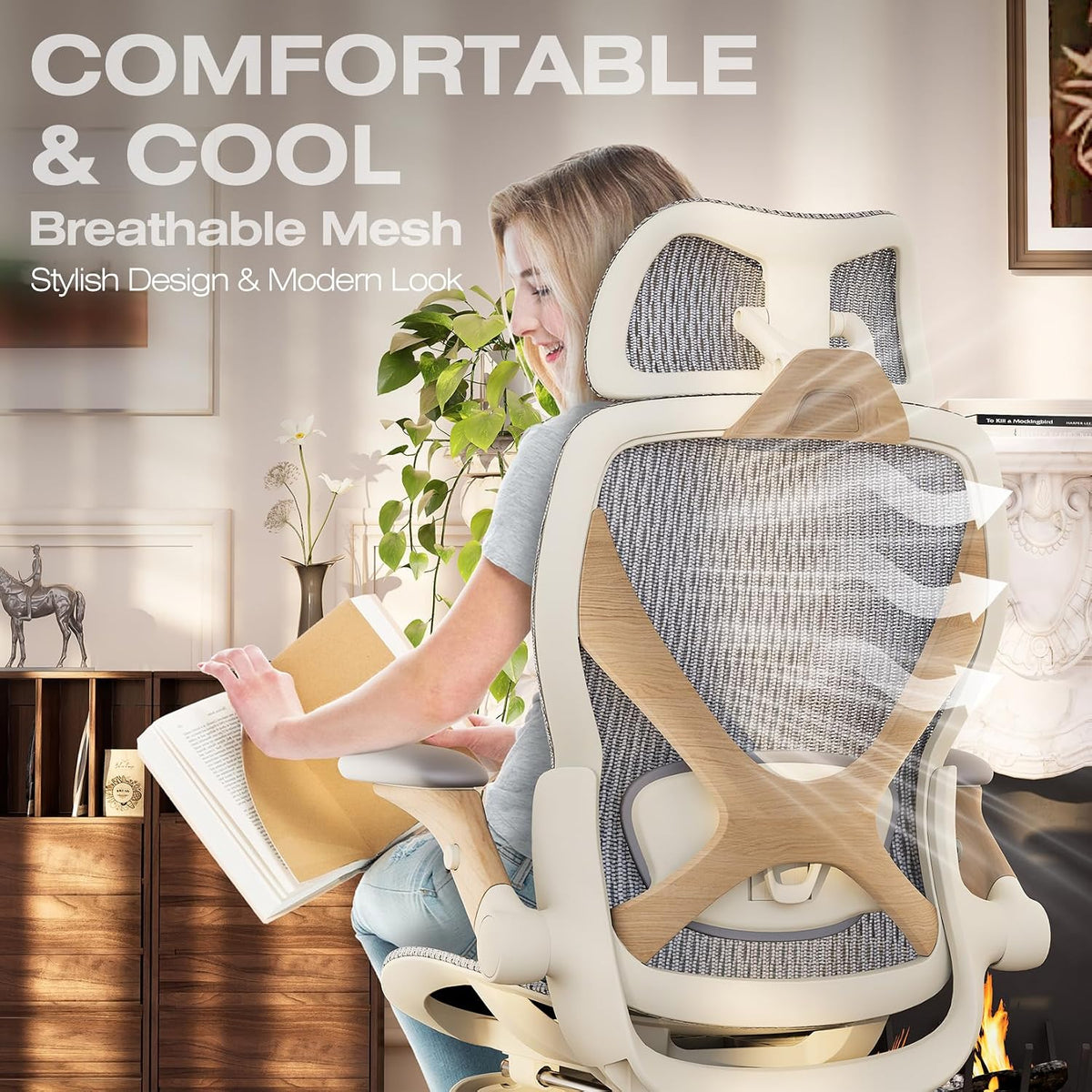 elabest x100 ergonomic mesh office chair with footrest, view 9