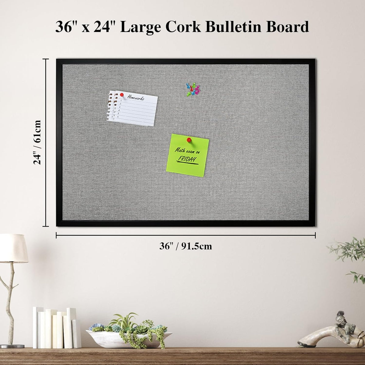 Bulletin Board 36x24 Inch Wood Framed Corkboard for Office(2 Pack)