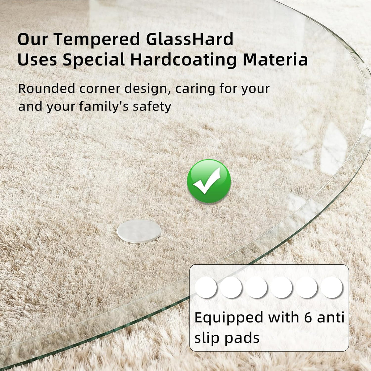 Glass Chair Mat, 36"x36"Round Office Chair Mat, Tempered Glass Clea...