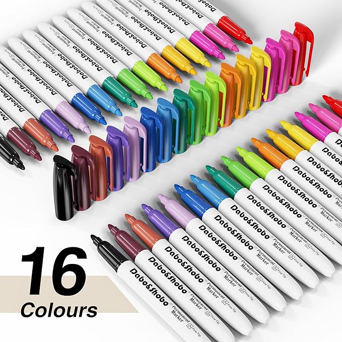 Dabo&Shobo 80 Pack Permanent Markers Assorted Colors, Fine Point, 16 Colors - Image 3