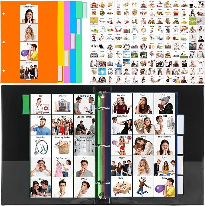 Communication Book Bulk 162 Laminate Icon Plastic Picture Cards by Resurhang