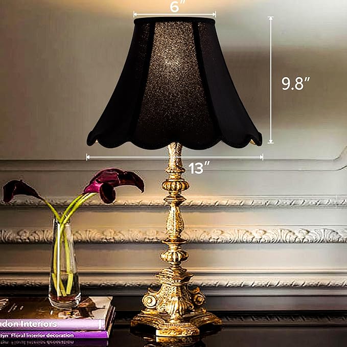 GOSO Black Scalloped Lamp Shades Set of 2 Medium Replac, Braids - Image 4