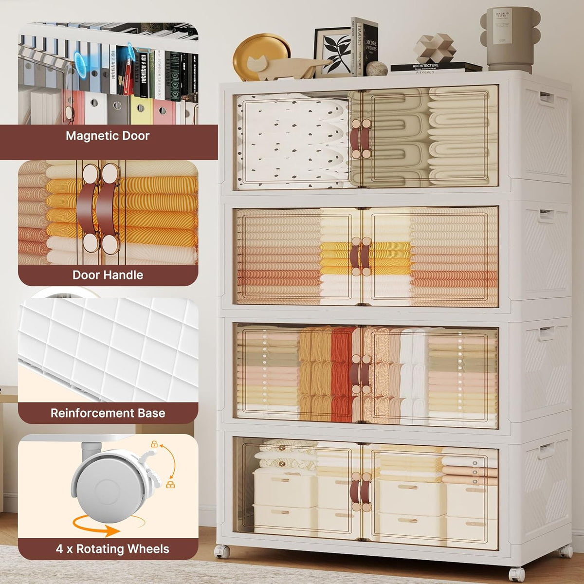 752QT Extra Large Stackable Storage Bins with Lids & Wheels