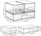 Vorey Clear Stackable Desk Storage Drawers, 3 Pack Acrylic Bathroom Makeup - Image 3