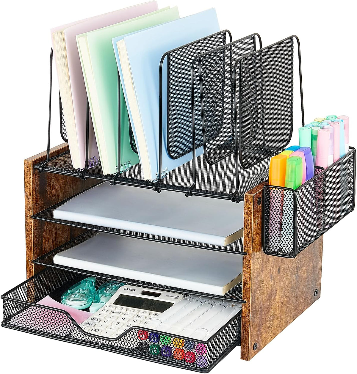 OPNICE Desk Organizer, 4-Tier Desktop File Organizer with Drawer and Pen Hold...