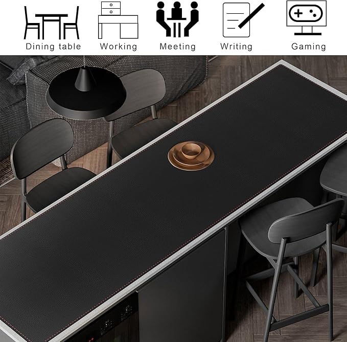 ZORESYN PU Leather Desk Mat Waterproof Anti-Oil Dining Table mat - Image 3