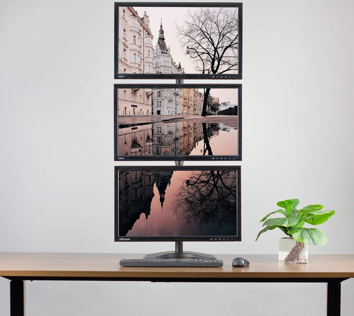VIVO Triple Monitor Desk Stand for 13 to 27 inch Screens, STAND-V003D