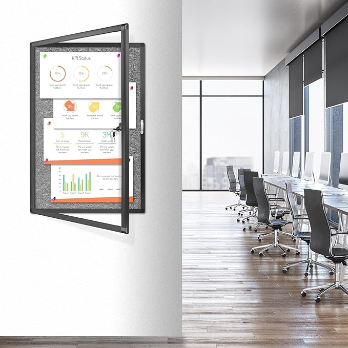 Outdoor Enclosed Bulletin Board, Wall-Mounted Black Aluminum Framed Display Case - Image 7