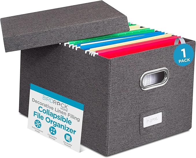 Internet's Best Collapsible File Storage Organizer | Decorative Linen Filing & by BIRDROCKHOME