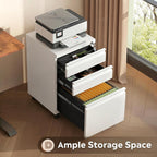 devaise 3 drawer mobile file cabinet, fully assembled on a desk or shelf