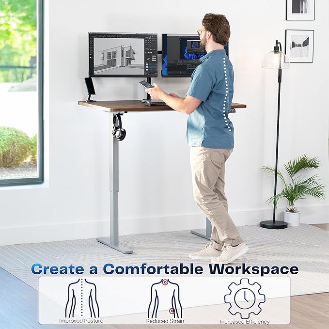 VIVO Electric 48 x 30 in Rustic Standing Desk, Memory Height Adjustment - Image 4