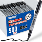 TOMPEN Black Permanent Markers Bulk Fine Tip 500 Pack, Use by TOMPEN
