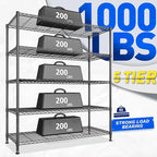45 "W Storage Shelves 5 Tier Wire Shelving Unit Adjustable Metal Shelving Wire - Image 4