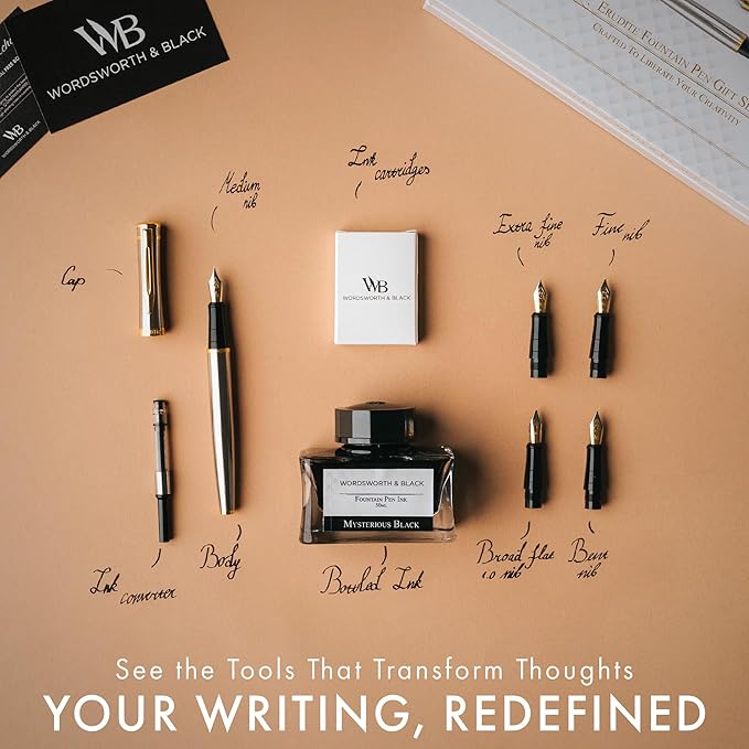 Wordsworth & Black Fountain Pen Gift Set, Includes Ink Bottle, 6 Ink Cartridges - Image 4