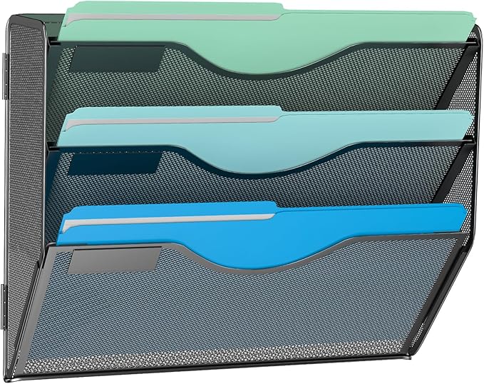 Gawerk 3 Tier Hanging Wall File Organizer, Mesh Mail Paper Orgnization Hanging by Gawerk