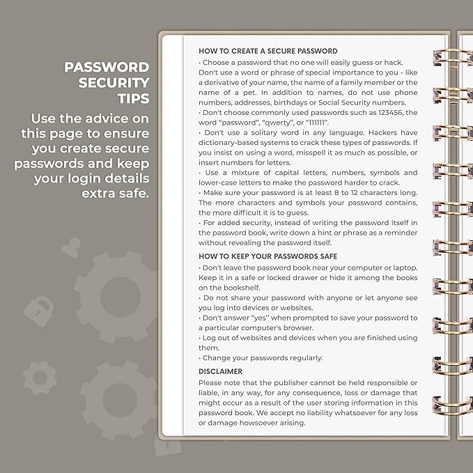 Clever Fox Password Book Spiral – Mini Internet Address & Password Organizer - Image 5