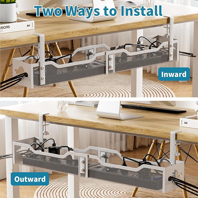 Under Desk Cable Management Tray White, Litwaro Cable Management Under Desk No - Image 5
