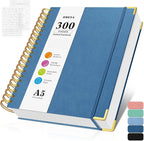 Bullet Dotted Journal Spiral Notebook, 300 Pages Leather Notebooks by OMEYA