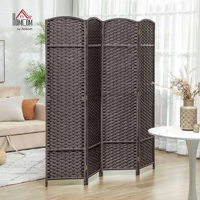 HOMCOM Room Divider, 4 Panel Folding Privacy Screen, 5.6' Tall Freestanding - Image 2