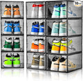 Amllas 12 Pack Shoe Boxes Stackable, Upgraded Sturdy Shoe Storage Boxes by Amllas