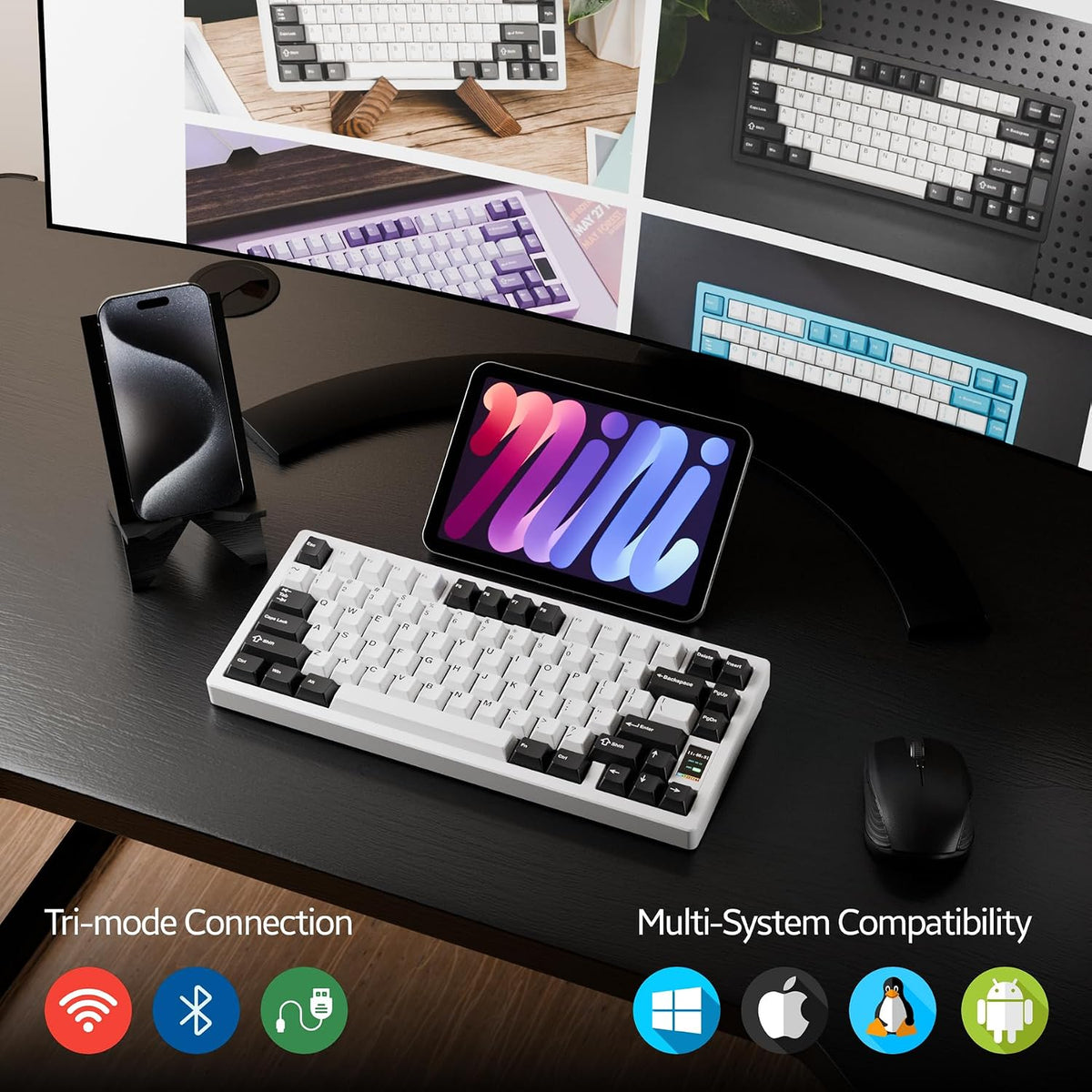 OOCTPK Chilkey ND75 Aluminum Keyboard 75% Percent Wireless Gaming Mechanical ...