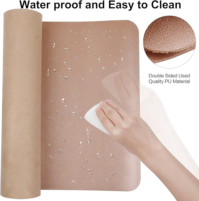 Boutilon Leather Desk Pad Protector, Non-Slip Mouse Pad, Laptop Desk Pad - Image 4
