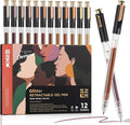 Retractable Glitter Gel Pens, 12 Colors Large Capacity Skin Tone Glitter by ZSCM